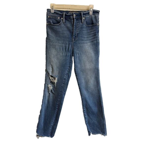 J. Crew Women’s Size 29 Point Sur Jeans Medium Wash High Rise Distressed Raw Hem - Picture 1 of 12